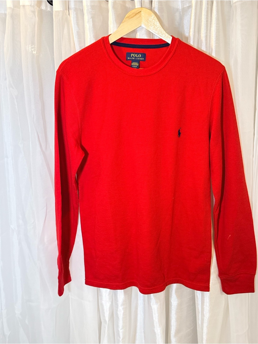 Polo by Ralph Lauren Men’s Red Long-Sleeve Crewneck Shirt